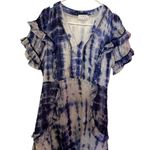 Tanya Taylor Dress Womens Size 6 White Blue Rhett Mini Silk Cotton Ruffle Photo 3