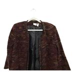 kim rogers  Petite Women's Red Black Blazer Sz PL Faux Leather trim Lined Photo 1