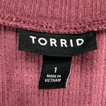 Torrid Babydoll Top Womens 1XL Dusty Rose Textured Jersey Lace Up V Neck Boho Photo 9