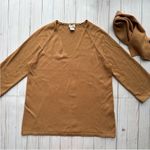 Chico's  English Toffee Brown Luxe Tie Neck Pullover Removable Neck Scarf Sweater Photo 3