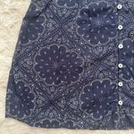 Madewell  Dress Shirred Button-Front Mini Bandana Print Nighttime Blue Sz 00 Photo 8