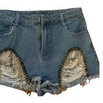 Le lis NWOT  Blue Denim Shorts Cut-Off Rhinestones Size Medium country cowgirl‎ Photo 0