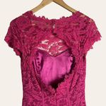 ML Monique Lhuillier Pink Cap Sleeve Lace Knee Length Sheath Dress Size 0 Photo 11