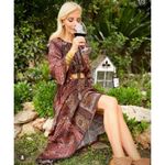 ZARA ππ Printed Midi Dress 8913/829 ~ Brick Multi-Color Abstract Print Small Photo 4