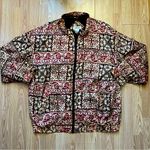 Vintage Bogari 100% Silk Windbreaker Bomber Jacket Women’s Size 2X Red Retro Zip Photo 0