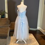 Women’s Tea Length Blue Prom Party Dress Corset Back Sweetheart Neckline Size 14 Photo 5