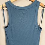 Michael Stars  Lucinda Ribbed Midi Dress Women's Small Blue Tank Ruched Slit NWOT Photo 10