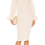 Revolve  SNDYS Gingham Courtney Dress in Cream Size 8‎ Smocked Midi Photo 0