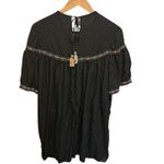 ZARA Women tunic Top XS Black Embroidery Boho Cottagecore Fairygrunge Festival Photo 1