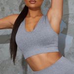 Pretty Little Thing Heather Grey V Neck Sports Bra Photo 0