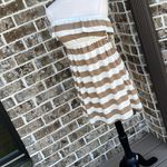 Xxi Off Shoulder Mini Dress Taupe Beige Stripe Knit Coverup Womens Small Photo 1