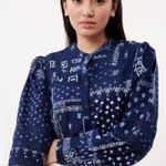 FRNCH Paris Floral Long Sleeves Cotton Button Front Shirt Size M Lace Accents Photo 0