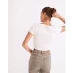 Madewell Ribbed Henley High Crop Short Sleeve Tee Large Women’s Black Photo 5