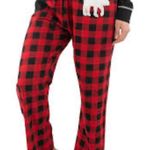 Lazy One Cotton Yoga Black Red Buffalo Plaid Moose Pajama Pants M Size M Photo 0