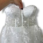Lulus NWT Marvelously Lovely White Tulle 3D Embroidered Strapless Mini Dress Photo 5