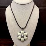 Brighton Braided Leather Necklace with Floral Multi-Texture Flower Pendant Photo 0