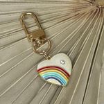 RAINBOW HEART AND GEM ENAMEL KEYCHAIN KEY RING PURSE CHARM NEW GOLDTONE Photo 0