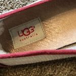 UGG  Catrin Crochet Slip Ons Coral Red Pink Beige Espadrille LEATHER Flats US 8 Photo 9