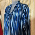 Chico's Easywear  Blue White Striped Open Front Cardigan Blazer 3/4 Sleeves Large Photo 5