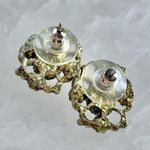 Vintage Victorian Revival Pink Gemstone Rhinestones Stud Earrings Photo 6