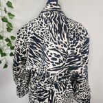 Sergio Hudson Black White Animal Print Strong Shoulder Trench Coat Jacket 3X Photo 9