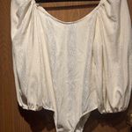 Bucket list Cream Lace Bodysuit with Puff Sleeves Size L Photo 0