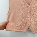 Cricket Lane Petites Vintage Pink Peach Knit Vest Embellished Floral Grannycore Size M Photo 3