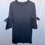 Topshop  crewneck shirt tie bell sleeve dress size 6 navy Photo 0