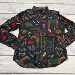 Ralph Lauren Lauren  Equestrian 100% Cotton Button Down Black Size Large Photo 1