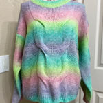 Woven Heart  pastel rainbow sweater size XS Photo 0