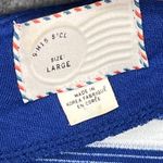 Anthropologie  Postmark‎ Women's Blue White Striped Top Yellow Back Zip Large Photo 3