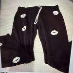 Lauren Moshi  Black Joggers with White Lips Design Photo 0