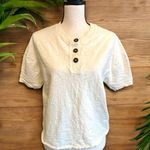 Madewell Raw Edge Henley Cream Short Sleeve Top - XS - Vanilla Girl Core Photo 0