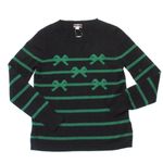 J.Crew NWT Cashmere Crewneck Sweater with Bow Stripes in Black Alpine S Photo 1