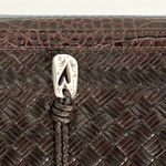 Brighton  WOVEN LEATHER CONVERTIBLE FLAP ORGANIZER PURSE CROSSBODY BAG WALLET Photo 1