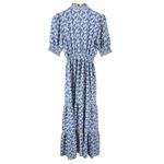 Max Studio  V-Neck Puff Sleeve Tiered Dress Size Small Blue Floral Summer Maxi Photo 2