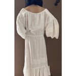 White cottagecore prairie midi on off shoulders dress big sleeves medium Photo 13