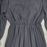 BBX Lephsnt Faux Wrap Dress Womens M Black Pleated Long Puff Sleeve Midi New Size M Photo 6