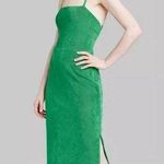 Wild Fable GREEN METALLIC LACE UP BACK MAXI DRESS WITY SIDE SPLIT STRETCHY SEXY Photo 1
