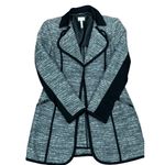 Laundry by Shelli Segal  Black Gray Flare Coat Jacket Womens Size 6 Contrast Trim Photo 12