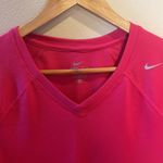 Nike  Dri-Fit V-Neck Wicking Reflective Running Athletic Top‎ in Hot Magenta Pink Photo 6