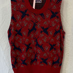Vintage Deer and Bird Motif Sweater Vest Red Size L Photo 0