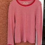 American Eagle  Red/Orange & White Striped Long Sleeve Shirt Size Large Photo 0