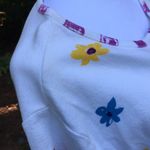 Vintage 90s Colorful Funky Floral Square Button Cardigan size Large White Photo 7