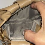 Tan Handbag with Wooden Handle Vegan Leather Adorable and Chic Crossbody Chain Photo 4