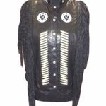 A.M. Bernardo Native Fringed Genuine Leather Black Size XXL Photo 0