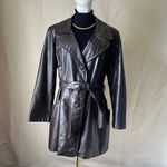 American Vintage Vintage 70s Leather Shop Brown Belted Trench Coat Womens Genuine Leather L/XL Photo 8