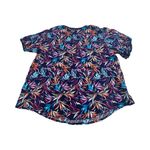 Chico's  Woman’s Cotton Tassel‎ Blue Purple Orange Floral Summer Top Size 1 Photo 1