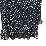 Escada Navy Blue Polka Dot Silk Midi Dress Ruffles V Photo 2
