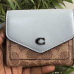 Coach Wyn Small Wallet Colorblock Signature Leather Blue Brown Monogram RARE COLOR HTF Measurement in pics Photo 0